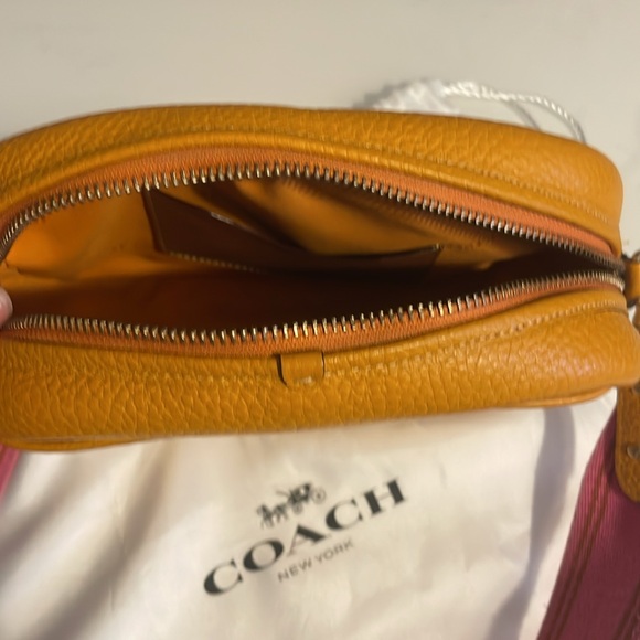 Coach Yellow Crossbody Bag with Pink Strap - Picture 4 of 5